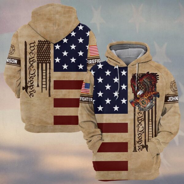 Custom Name & Department We The People American Made Eagle Firefighter #DQH0500 - Hoodie