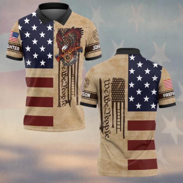 Custom Name & Department We The People American Made Eagle Firefighter #DQH0500 - Polo