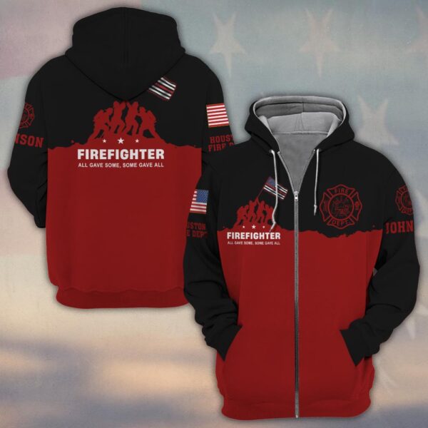 Custom Name & Department Firefighter All Gave Some Some Gave All #DQH0501 - Zip Hoodie