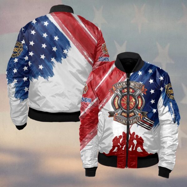 Custom Name & Department Firefighter All Gave Some Some Gave All 343 Edition #DQH0501 - Bomber Jacket