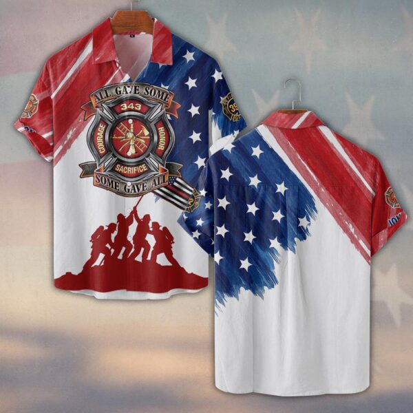 Custom Name & Department Firefighter All Gave Some Some Gave All 343 Edition #DQH0501 - Short Sleeve Button Shirt