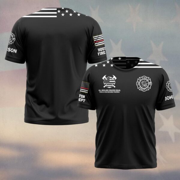 Custom Name & Department All Men Are Created Equal American Flag Edition #DQH0504 - T-shirt