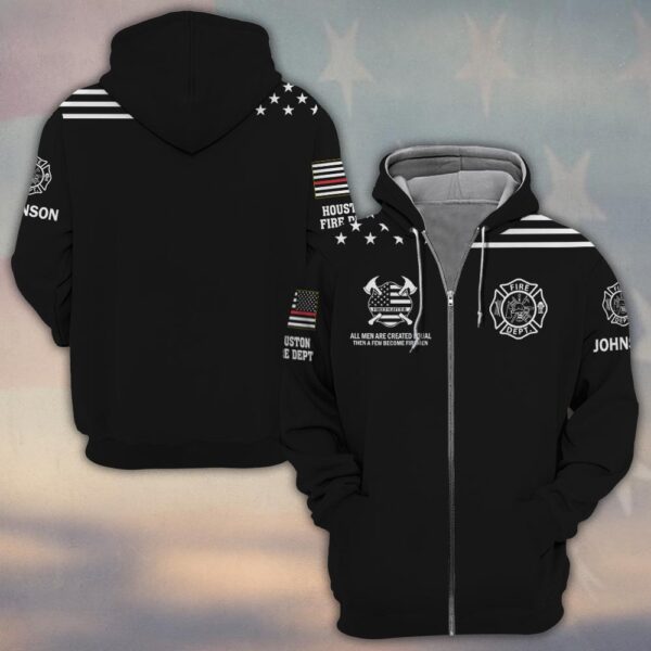 Custom Name & Department All Men Are Created Equal American Flag Edition #DQH0504 - Zip Hoodie