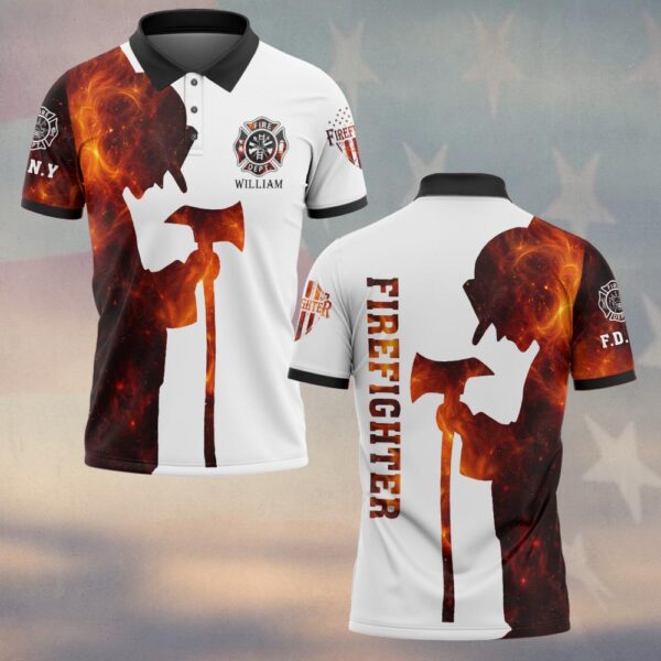 Custom Name & Department Kneel For The Fallen Firefighter #DQH0505 - Polo