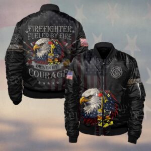 Custom Name & Department Firefighter Fueled by Fire – Driven by Courage #DQH0506 - Bomber Jacket