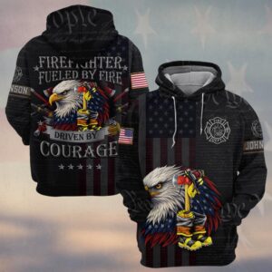 Custom Name & Department Firefighter Fueled by Fire – Driven by Courage #DQH0506 - Hoodie