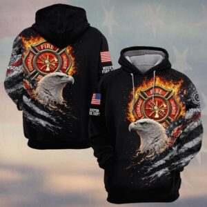 Custom Name & Department Firehouse Guardian Eagle Firefighters #DQH0510 - Hoodie