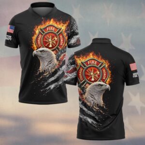 Custom Name & Department Firehouse Guardian Eagle Firefighters #DQH0510 - Polo