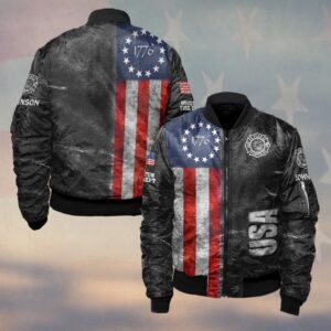 Custom Name & Department American Fire Heritage Firefighters #DQH0511 - Bomber Jacket