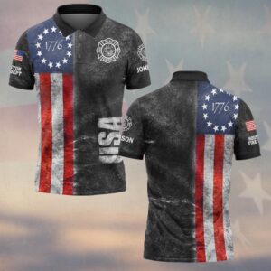 Custom Name & Department American Fire Heritage Firefighters #DQH0511 - Polo