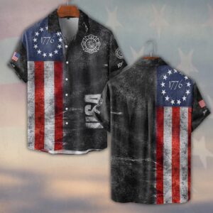 Custom Name & Department American Fire Heritage Firefighters #DQH0511 - Short Sleeve Button Shirt