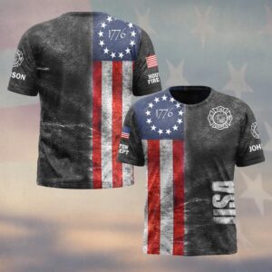 Custom Name & Department American Fire Heritage Firefighters #DQH0511 - T-shirt