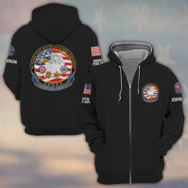 Custom Name & Department Never Forgotten American Heroes #DQH0512 - Zip Hoodie