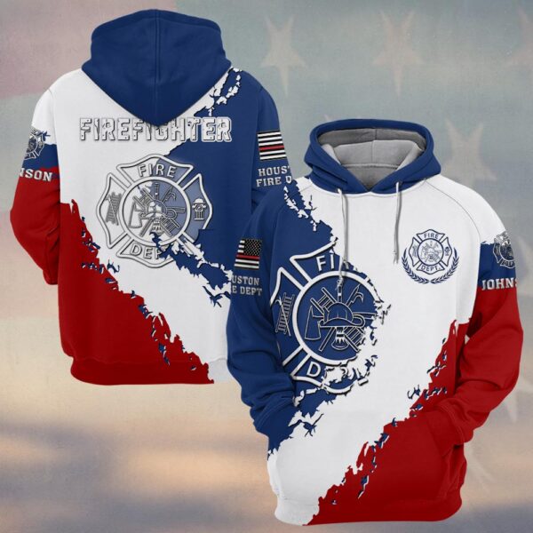 Custom Name & Department Firefighter Stars & Stripes Honor #DQH0513 - Hoodie
