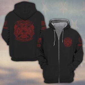 Custom Name & Departmentg Firefighter Brotherhood – Blood & Honor #DQH0516 - Zip Hoodie