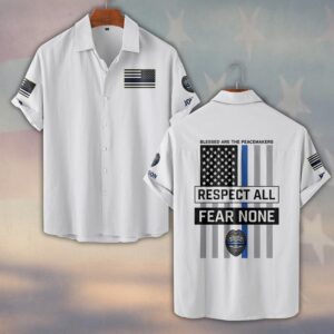 Custom Name & Department Peacemaker Valor – Respect All, Fear None Edition #DQH0517 - Short Sleeve Button Shirt