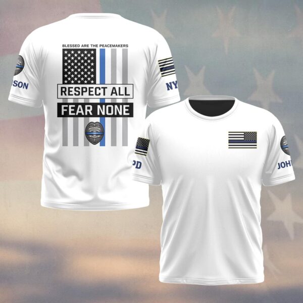 Custom Name & Department Peacemaker Valor – Respect All, Fear None Edition #DQH0517 - T-shirt