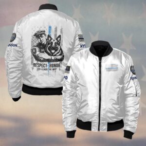 Custom Name & Department Respect & Honor – K9 Leads The Way #DQH0518 - Bomber Jacket
