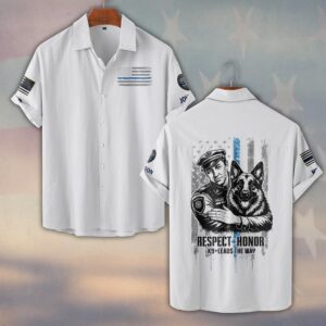 Custom Name & Department Respect & Honor – K9 Leads The Way #DQH0518 - Short Sleeve Button Shirt