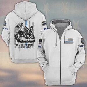 Custom Name & Department Respect & Honor – K9 Leads The Way #DQH0518 - Zip Hoodie