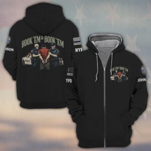 Custom Name & Department Hook ’Em & Book ’Em – Law Enforcement Edition #DQH0519 - Zip Hoodie