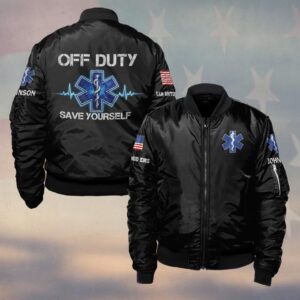 Custom Name & Department Off Duty Save Yourself EMS First Responders #DQH0528 - Bomber Jacket