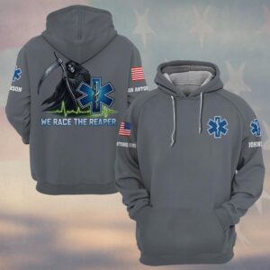 Custom Name & Department EMS We Race The Reaper First Responder #DQH0529 - Hoodie