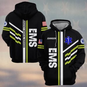 Custom Name HiVis EMS On Duty Frontline Medic First Responder #DQH0531 - Hoodie