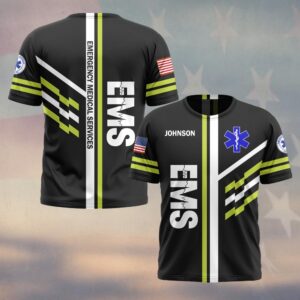 Custom Name HiVis EMS On Duty Frontline Medic First Responder #DQH0531 - T-shirt