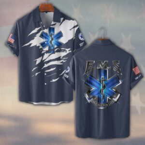 Custom Name & Department On Call for Life EMS Tribute First Responder #DQH0532 - Short Sleeve Button Shirt