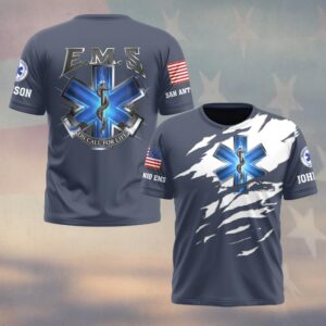 Custom Name & Department On Call for Life EMS Tribute First Responder #DQH0532 - T-shirt