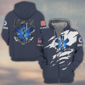 Custom Name & Department On Call for Life EMS Tribute First Responder #DQH0532 - Zip Hoodie