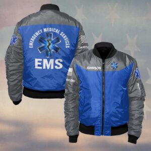 Custom Name & Department Live to Save Lives EMS First Responder #DQH0533 - Bomber Jacket
