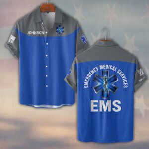 Custom Name & Department Live to Save Lives EMS First Responder #DQH0533 - Short Sleeve Button Shirt