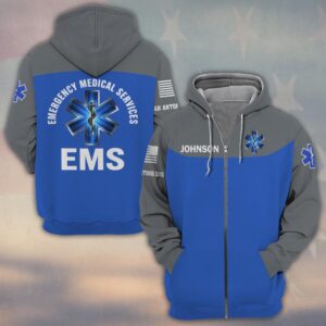 Custom Name & Department Live to Save Lives EMS First Responder #DQH0533 - Zip Hoodie