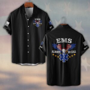 Custom Name & Department Wing Of Rescue Always On Call EMS First Responders #DQH0535 - Short Sleeve Button Shirt