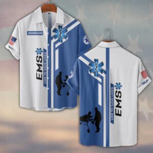 Custom Name & Department Live to Save Lives V2 EMS First Responder #DQH0536 - Short Sleeve Button Shirt