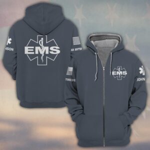 Custom Name & Department EMS Identity First Responders #DQH0537 - Zip Hoodie