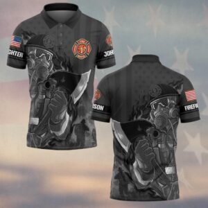 Custom Name & Department Firefighters Through Smoke & Steel #DQH0507 - Polo