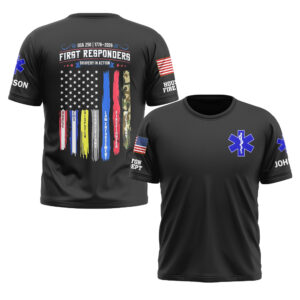 Custom Name & Department & Role Bravery In Action America 250 First Responders #DQH0523 - T-shirt