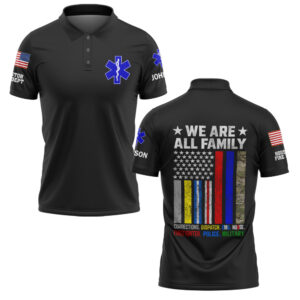 Custom Name & Department & Role We Are All Family America First Responder #DQH0525 - Polo