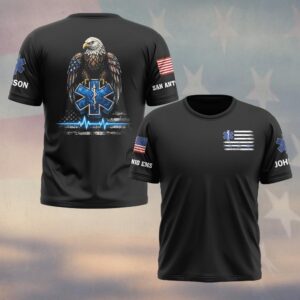 Custom Name & Department Eagle Of The Lifeline EMS First Responders #DQH0538 - T-shirt