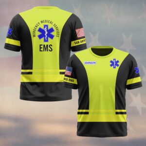 Custom Name & Department Hi-Vis EMS First Responders #DQH0539 - T-shirt