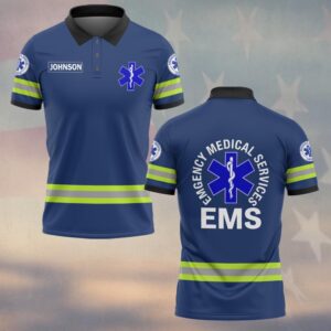 Custom Name Blue Line Medic EMS First Responders #DQH0540 - Polo