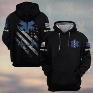 Custom Name & Department Star Of Life EMS Heartbeat Patriot First Responders #DQH0542 - Hoodie