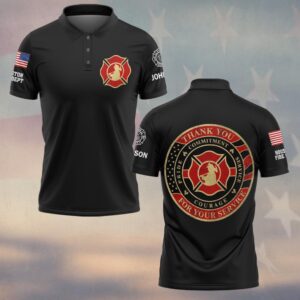 Custom Name & Department Thank You For Your Service Firefighter #DQH0547 - Polo