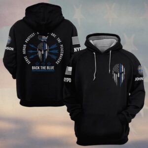 Custom Name & Station Back the Blue Spartan Peacemakers Law Enforcement #DQH0552 - Hoodie