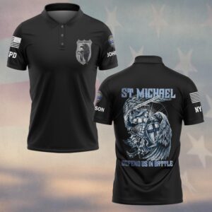 Custom Name & Station St Michael Defend Us In Battle Law Enforcement #DQH0553 - Polo