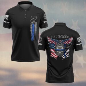 Custom Name & Station Blessed Are The Peacemaker America Eagle #DQH0555 - Polo