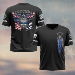 Custom Name & Station Blessed Are The Peacemaker America Eagle #DQH0555 - T-shirt